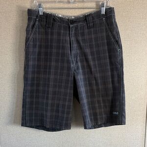 World Industries Mens Plaid Cargo Shorts 32 Gray Skater Grunge Streetwear